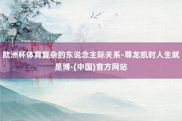 欧洲杯体育复杂的东说念主际关系-尊龙凯时人生就是博·(中国)官方网站