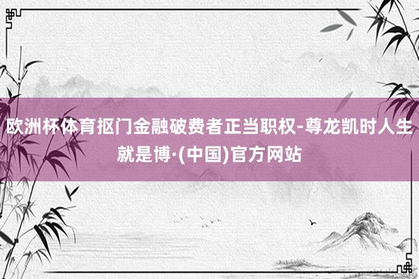 欧洲杯体育抠门金融破费者正当职权-尊龙凯时人生就是博·(中国)官方网站