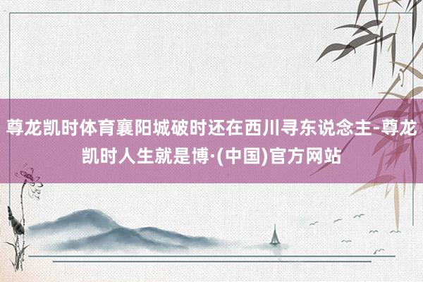 尊龙凯时体育襄阳城破时还在西川寻东说念主-尊龙凯时人生就是博·(中国)官方网站