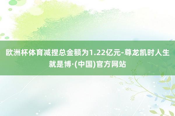 欧洲杯体育减捏总金额为1.22亿元-尊龙凯时人生就是博·(中国)官方网站