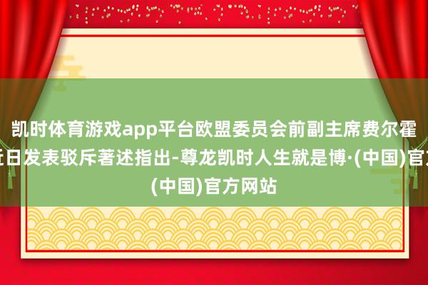 凯时体育游戏app平台欧盟委员会前副主席费尔霍伊根近日发表驳斥著述指出-尊龙凯时人生就是博·(中国)官方网站