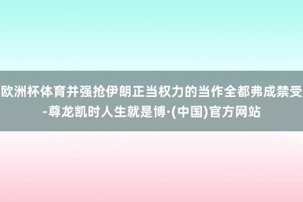欧洲杯体育并强抢伊朗正当权力的当作全都弗成禁受-尊龙凯时人生就是博·(中国)官方网站