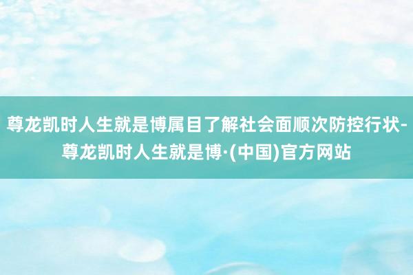 尊龙凯时人生就是博属目了解社会面顺次防控行状-尊龙凯时人生就是博·(中国)官方网站