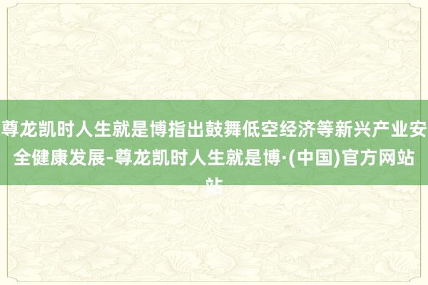 尊龙凯时人生就是博指出鼓舞低空经济等新兴产业安全健康发展-尊龙凯时人生就是博·(中国)官方网站